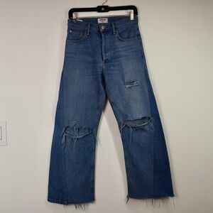 AGOLDE Blue Wide Leg Distressed Jeans Size 25 Upcycled